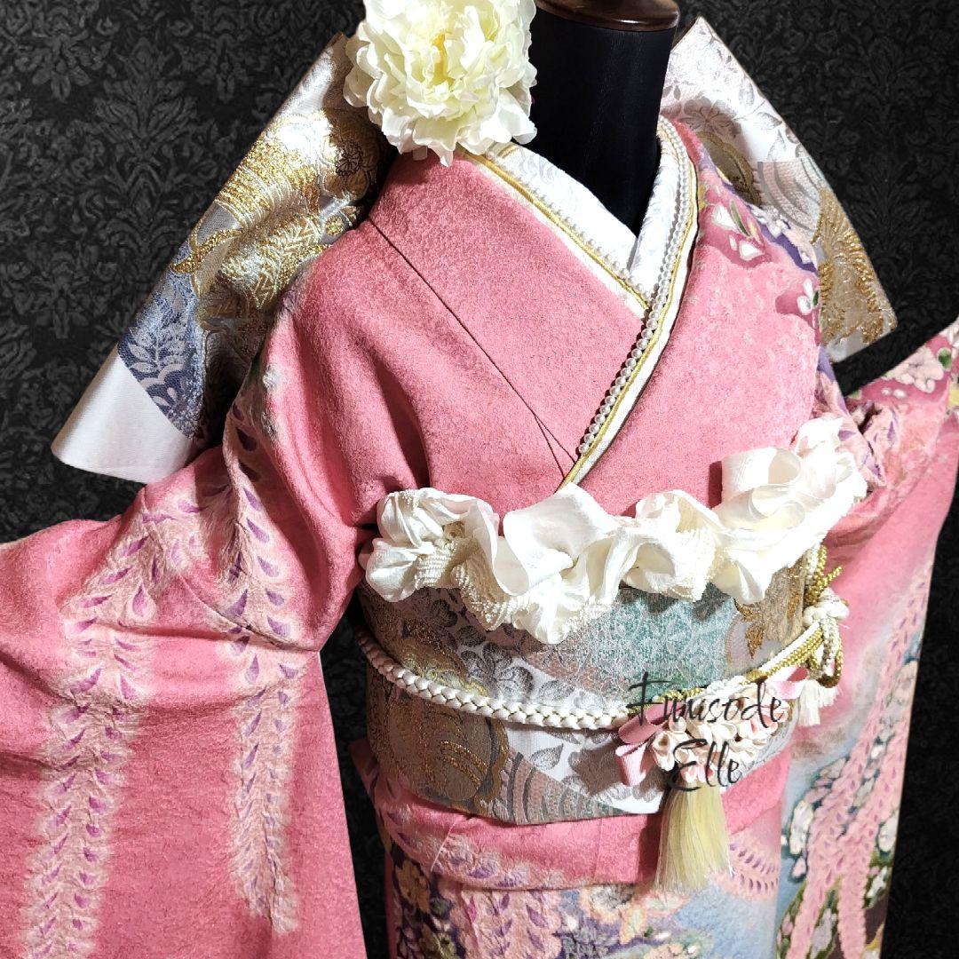 振袖フルセット(8点)・辻ヶ花・花絞り・金通し・高級手縫い・逸品