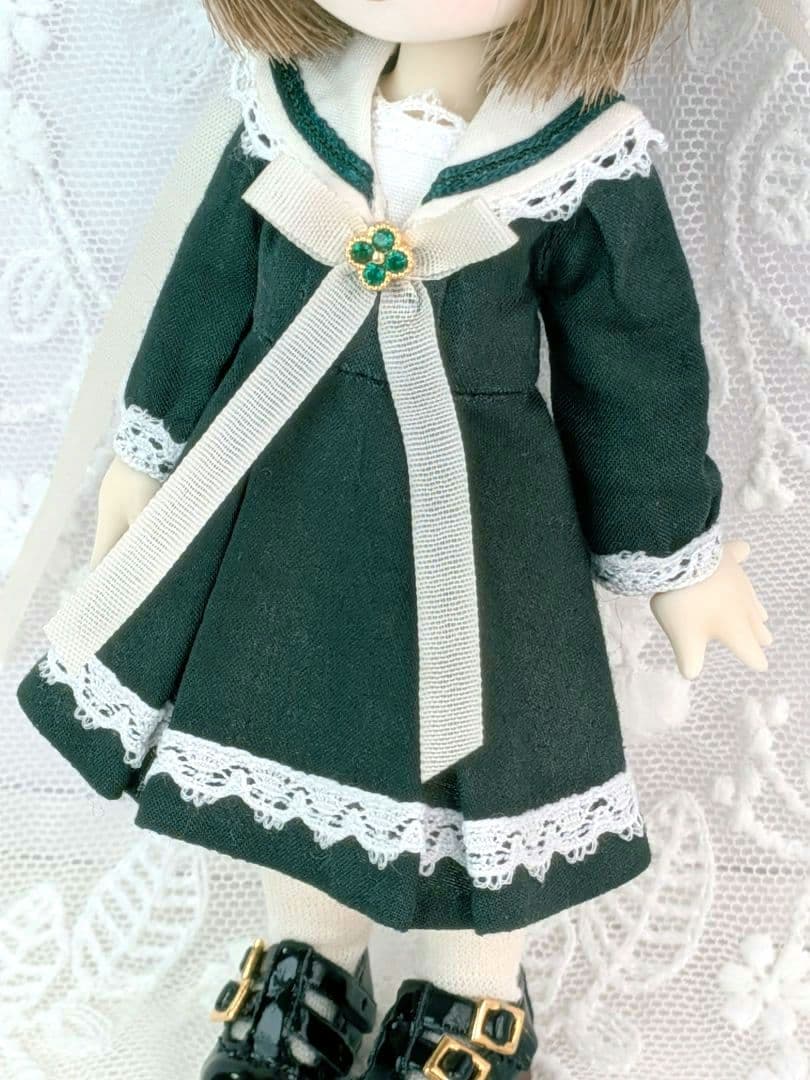 【ピコニーモP専用】レースセーラーワンピース ダークグリーン 889