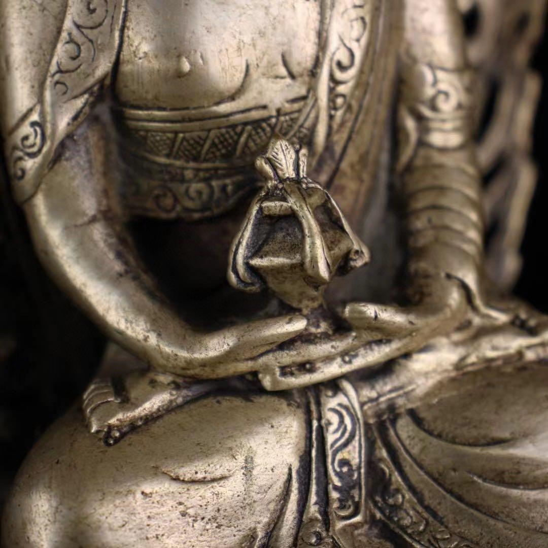 旧蔵、田舎入手、精銅、鎏銀無量寿一尊