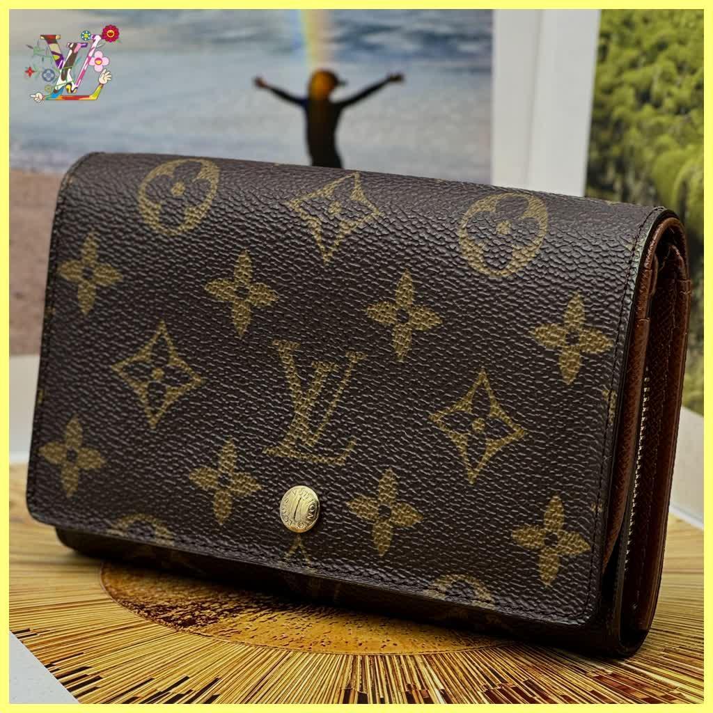 極上 ルイヴィトン モノグラム ポルトフォイユ トレゾール 折り財布 A432