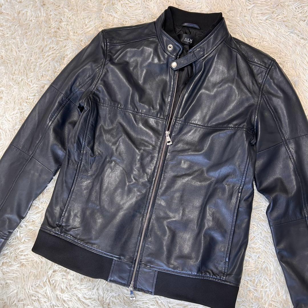 ✨美品✨AKM レザー　シングルライダースジャケット黒XL