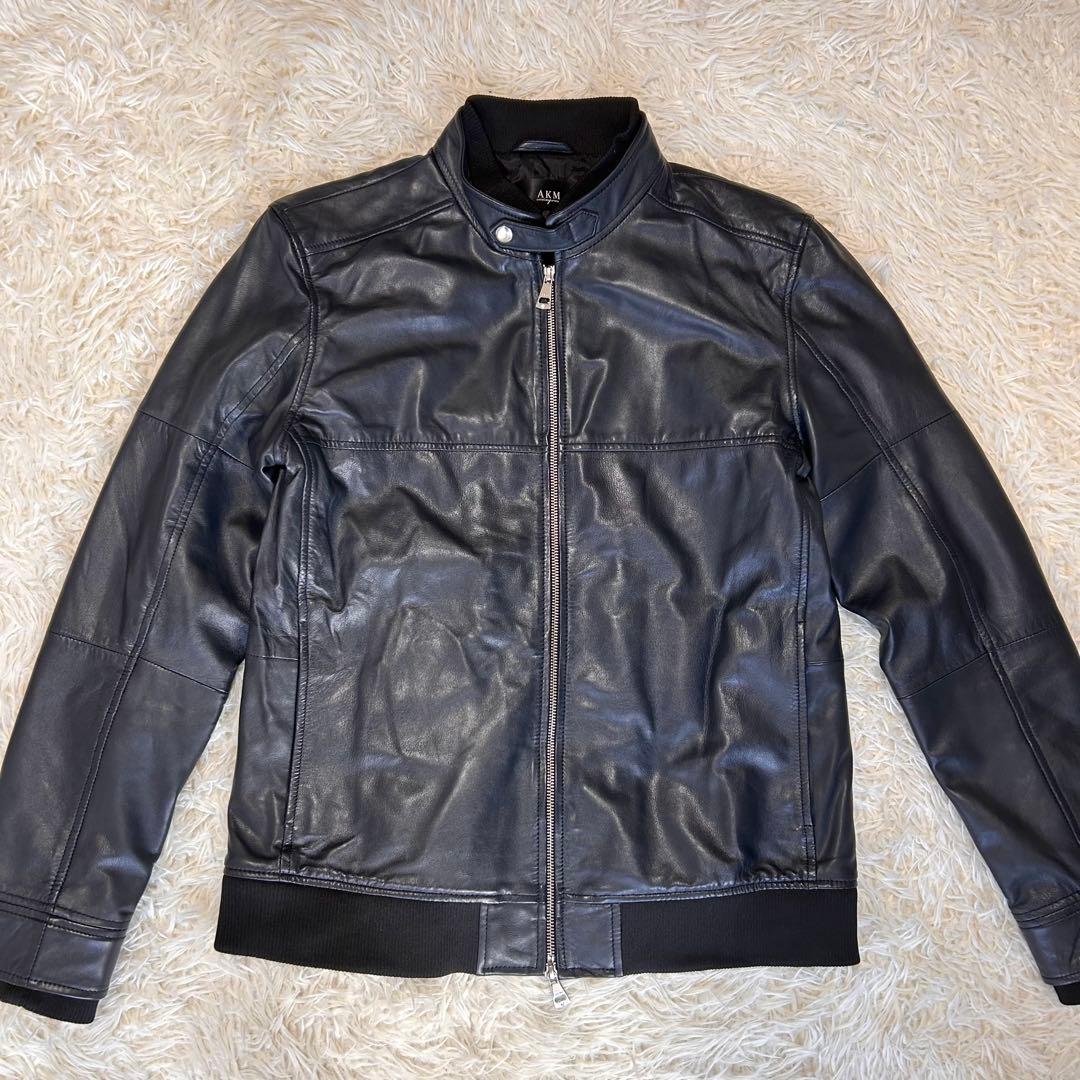 ✨美品✨AKM レザー　シングルライダースジャケット黒XL
