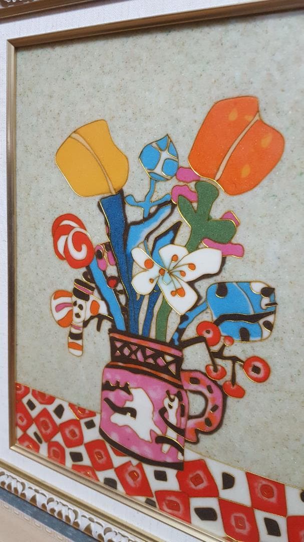 【未使用】マーブルアート　「 花 Ⅰ 」 F6　額装品