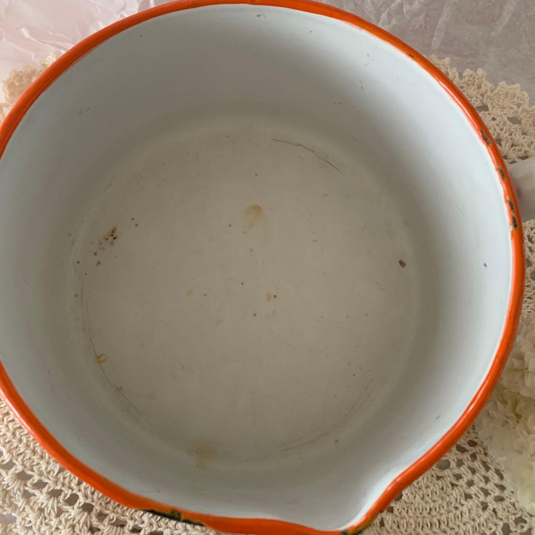 【sale】フランス　アンティーク 1920年代⋈琺瑯鍋　ソースパン　ミルクパン