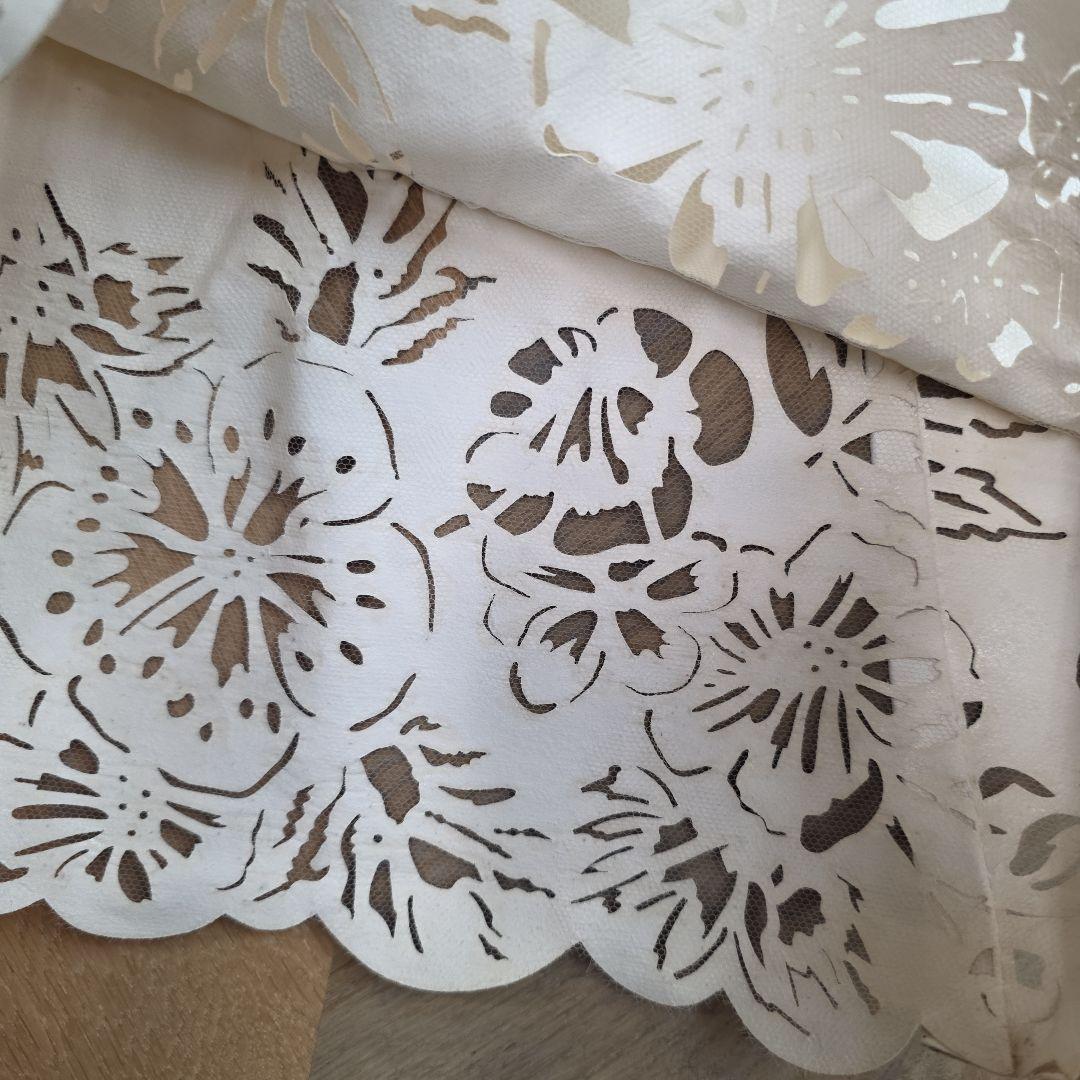 クリスチャンディオール　ホワイト 花柄 タイトスカート　羊革　シルク　y16