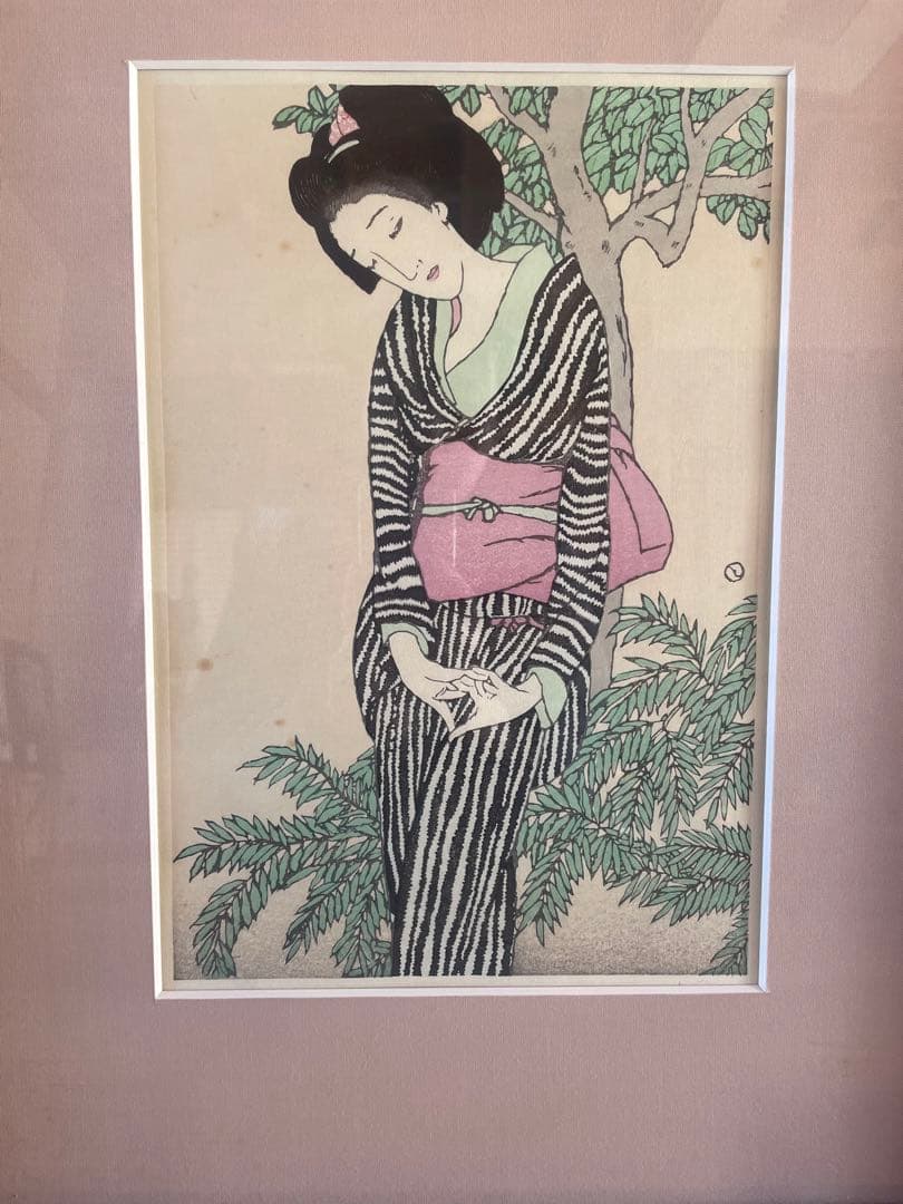 竹久夢二　木版画「宵侍草」