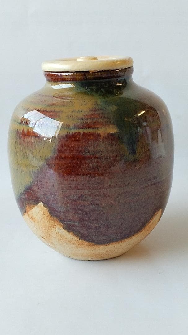 赤膚焼茶入 赤膚山 大塩昭山 仕覆 宝利休梅正絹間道 共箱 茶入 茶道具 美品