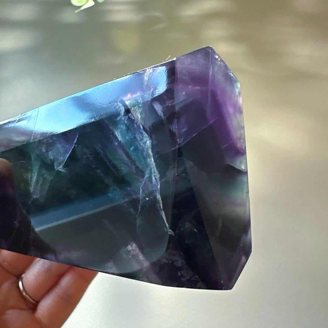 ブルーフローライト　タワー　13.2㎝　フローライト　青　透明感　虹