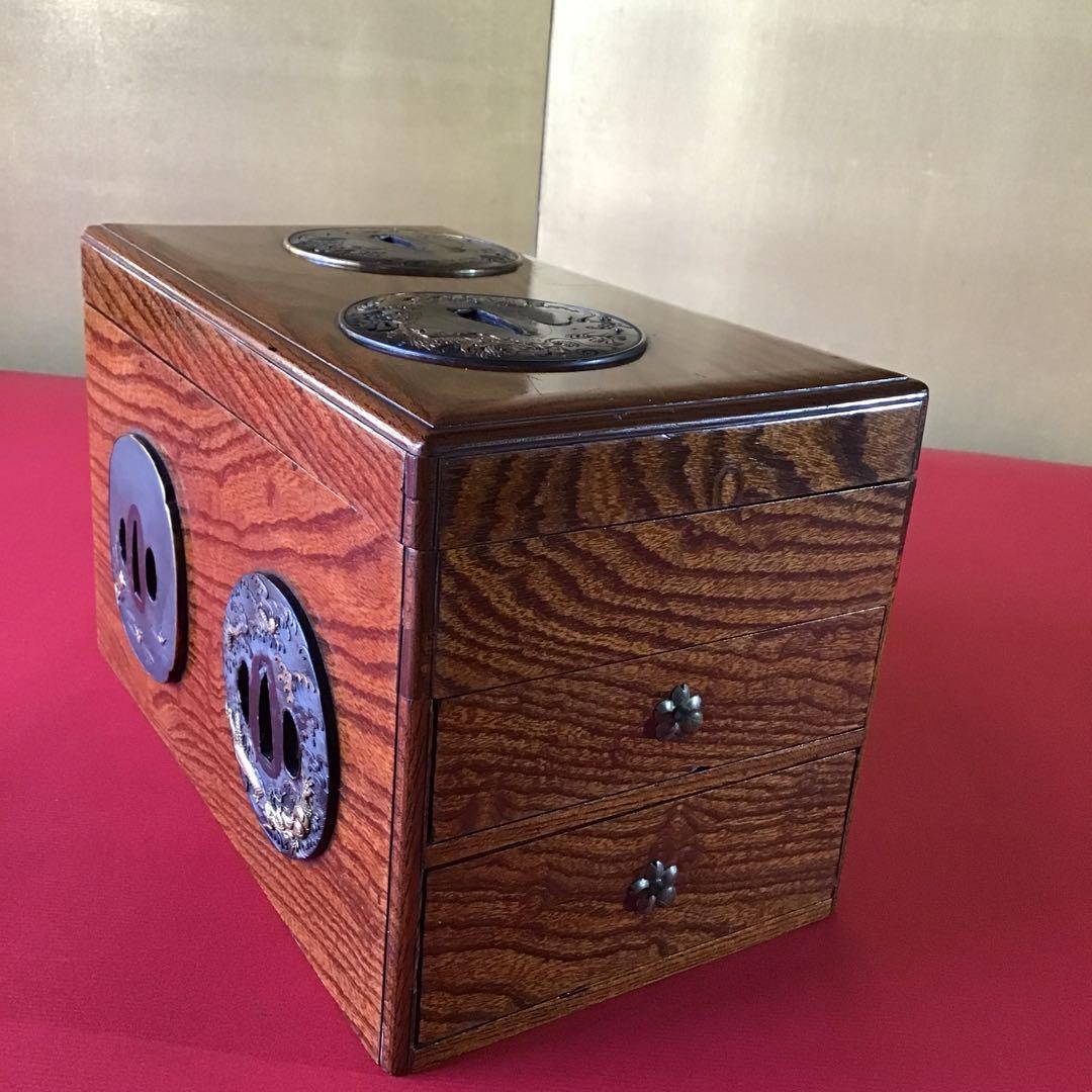 超高級　御刀お手入箱　刀匠作目貫道具付