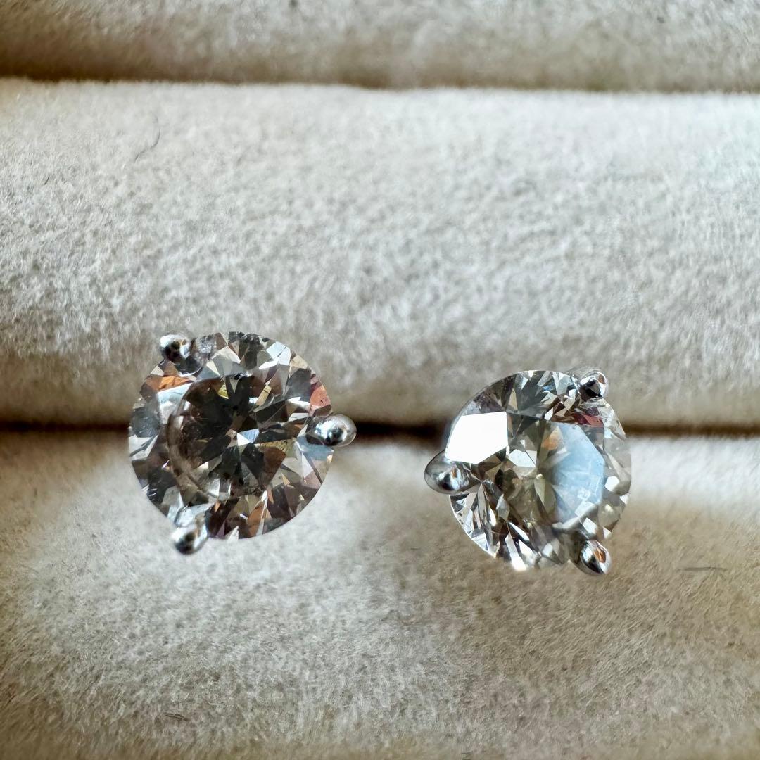 最終価格‼️ GSTV プラチナ　ブラウンダイヤモンド 0.8ct 3本爪 ピアス