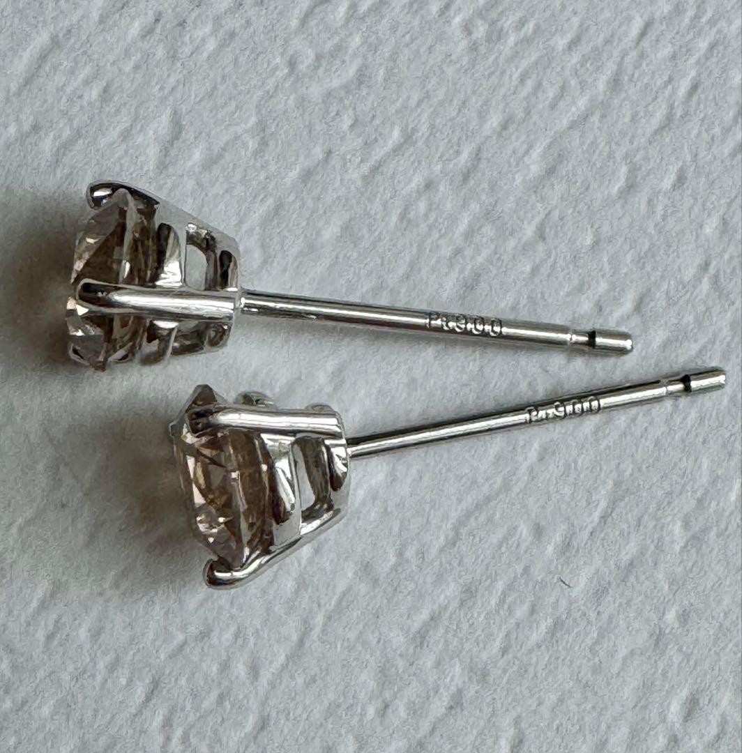 最終価格‼️ GSTV プラチナ　ブラウンダイヤモンド 0.8ct 3本爪 ピアス