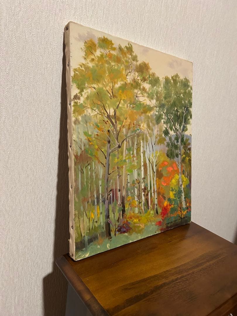 【真作保証‼️】額縁付き松村隆衛 赤城の秋　アート　アンティーク　絵画　美術品