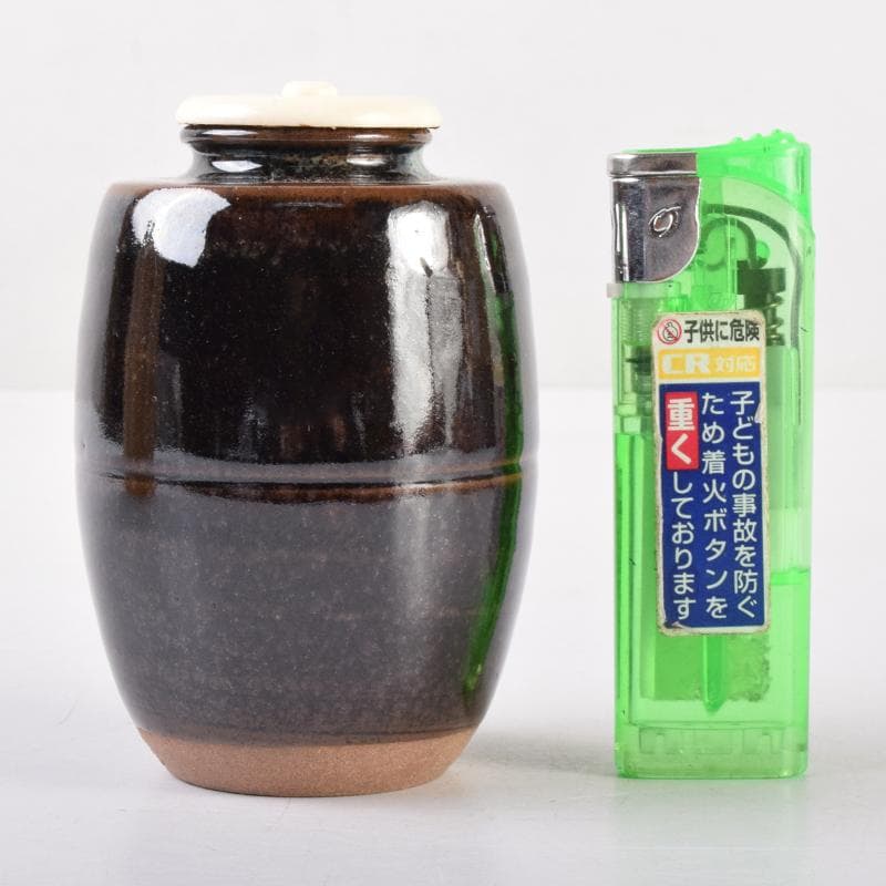 茶道具　京焼　平安喜山造　肩衝茶入　仕覆付　共箱　V　6994