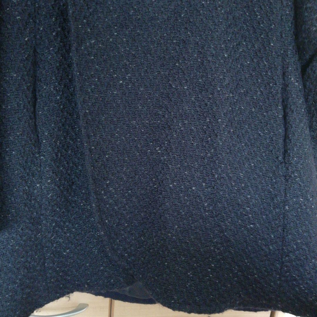 名作 日本製【ハリラン BLUEBLUE】ウール100%ラップマントコート 紺