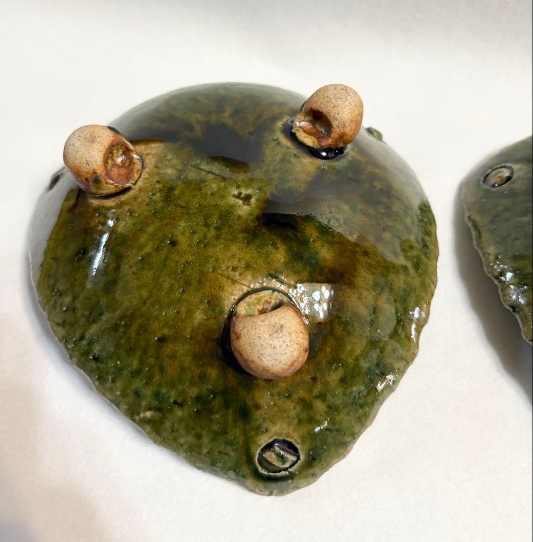 織部釉 三角 向付 五客 盛皿 刺身皿 三足 高台付 脚付 作家物 懐石料理