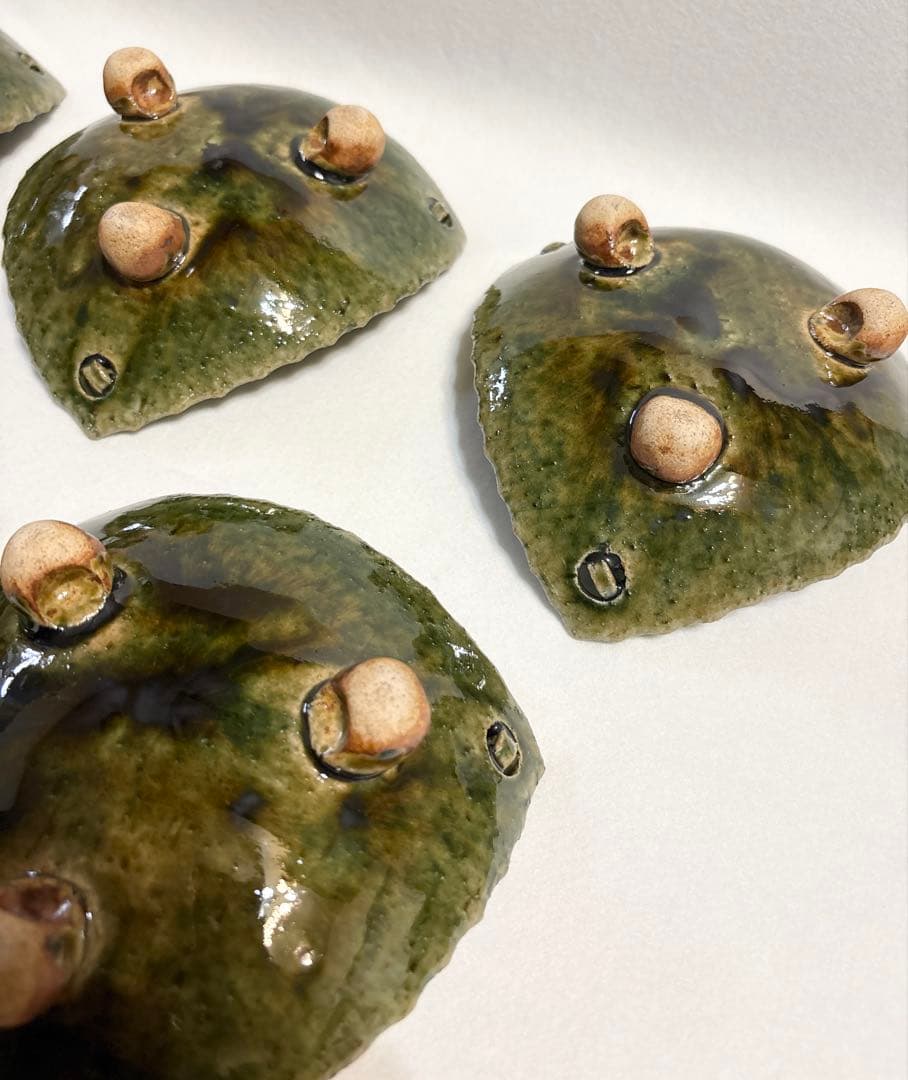 織部釉 三角 向付 五客 盛皿 刺身皿 三足 高台付 脚付 作家物 懐石料理