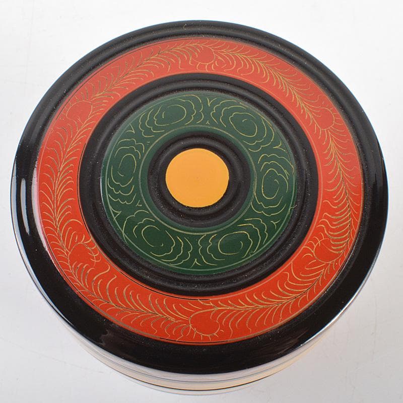 茶道具　山中塗　中村湖彩作　唐物写し　独楽棗　共箱　Ｖ　6294