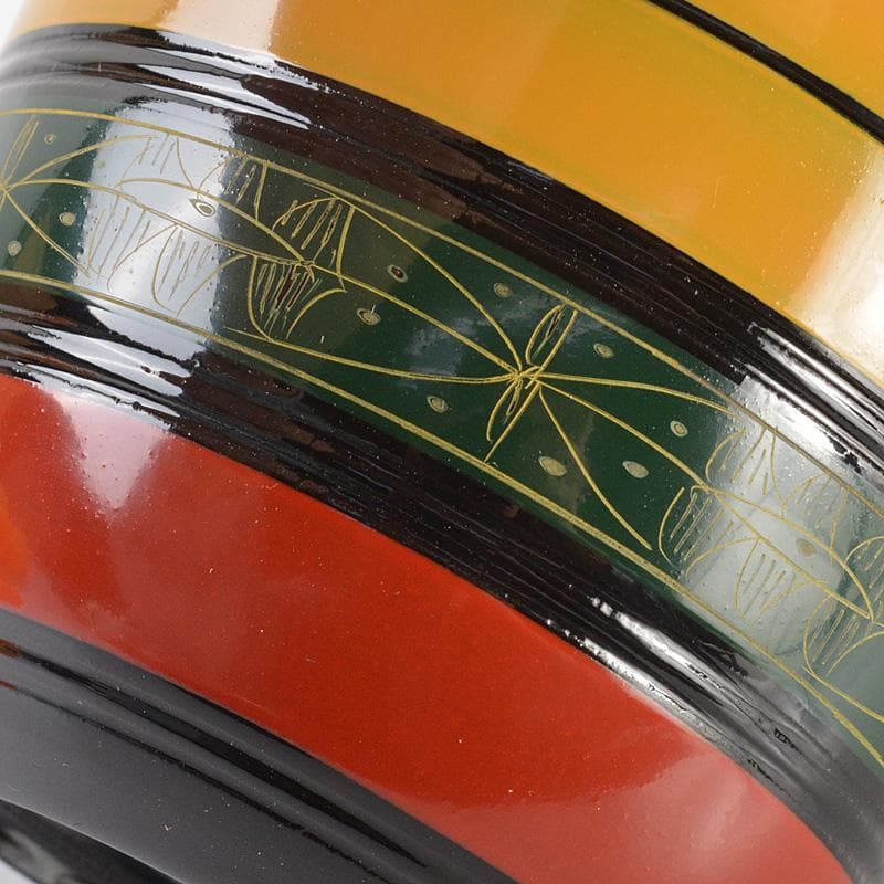 茶道具　山中塗　中村湖彩作　唐物写し　独楽棗　共箱　Ｖ　6294