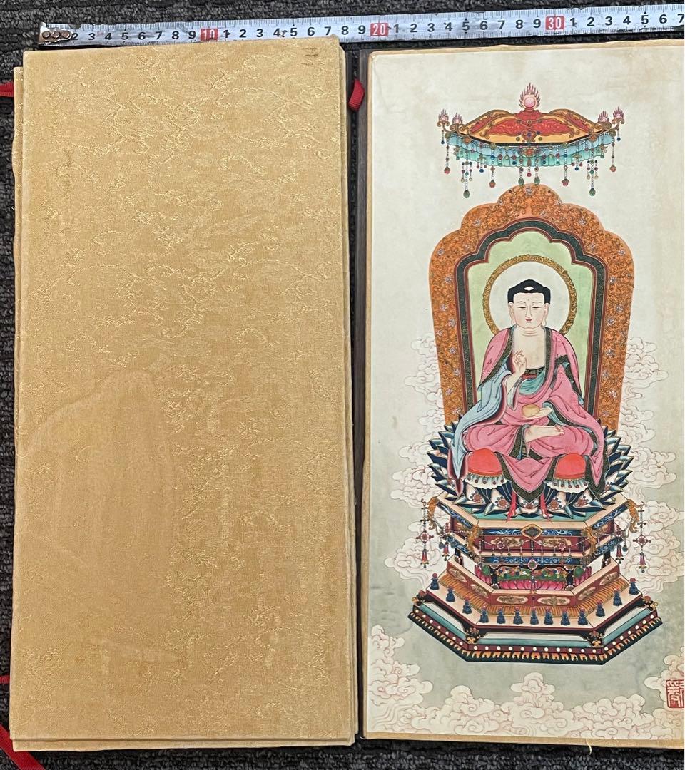 中国古美術・中国名家張大千氏　如来仏像水彩画8枚・板画絵画・書道・民国珍蔵絵画