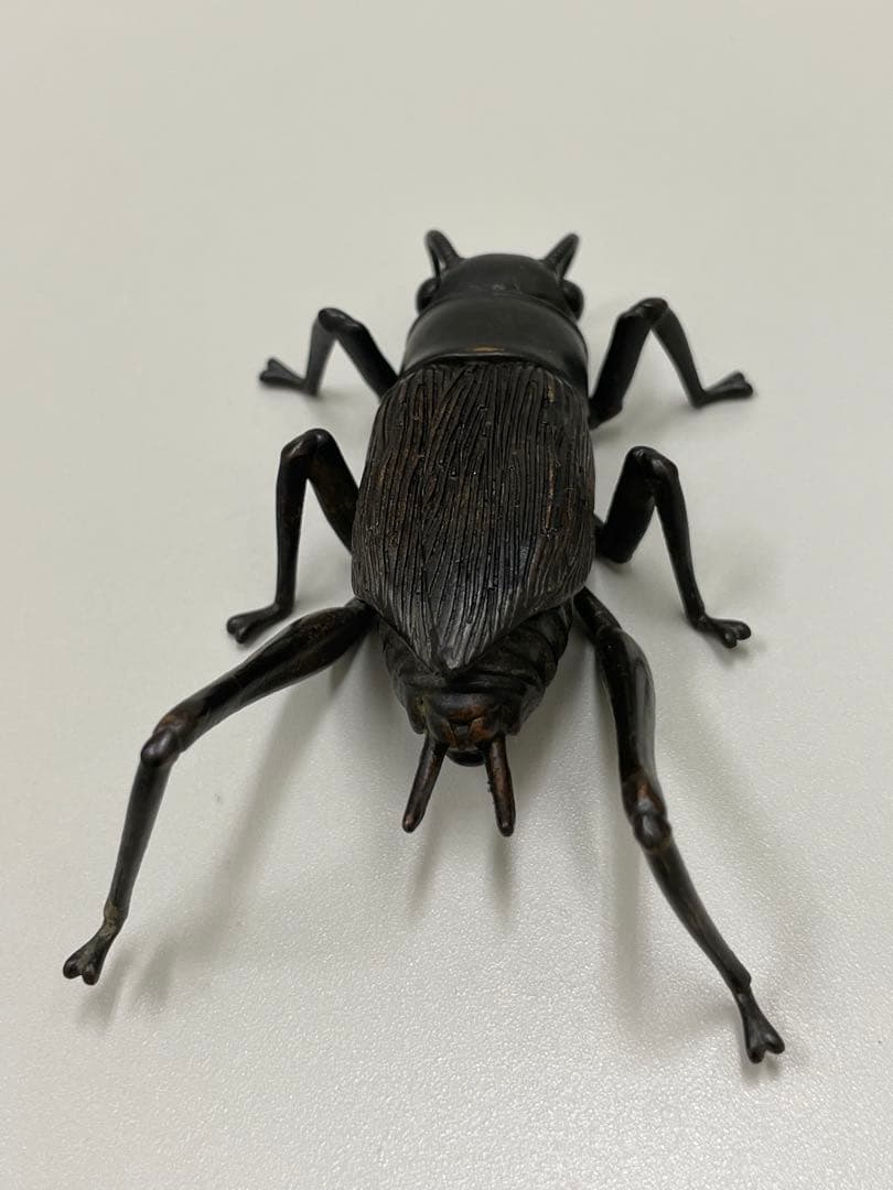 龍文堂　安の介　銅製自在蟋蟀　7cm 古物