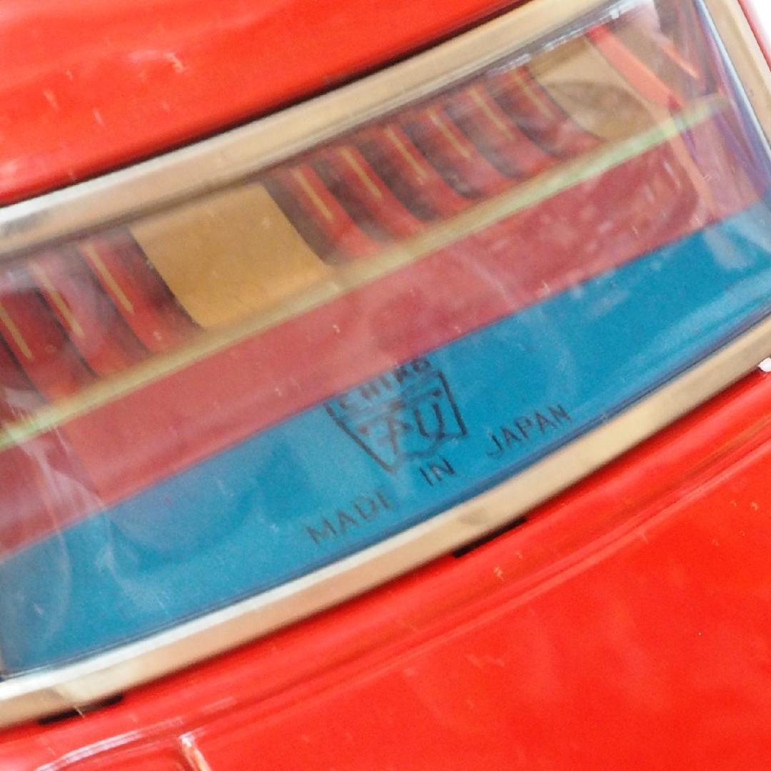 イチコー【ダットサン ブルーバード410赤 動作不良】当時物ブリキ製ミニカー箱無