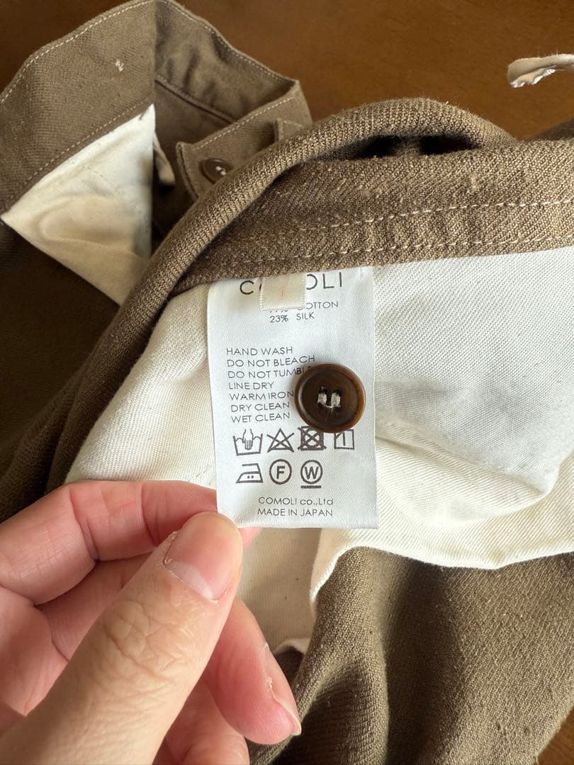 COMOLI コットンシルクオーバーパンツ 1 olive