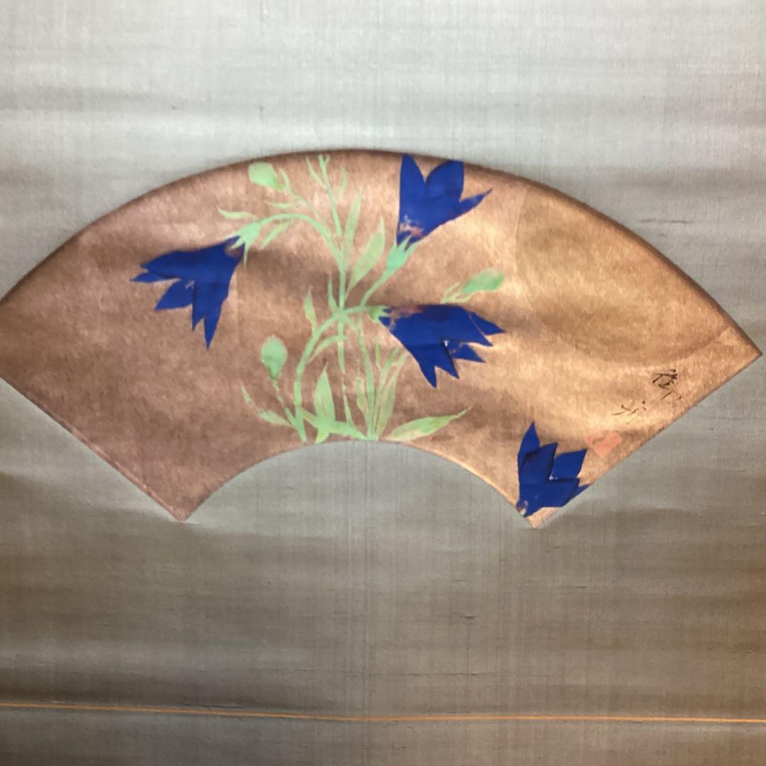 速水御舟　月に桔梗図　木版画　掛軸一幅　　昭和8年作【便利堂図版参考】　NO51