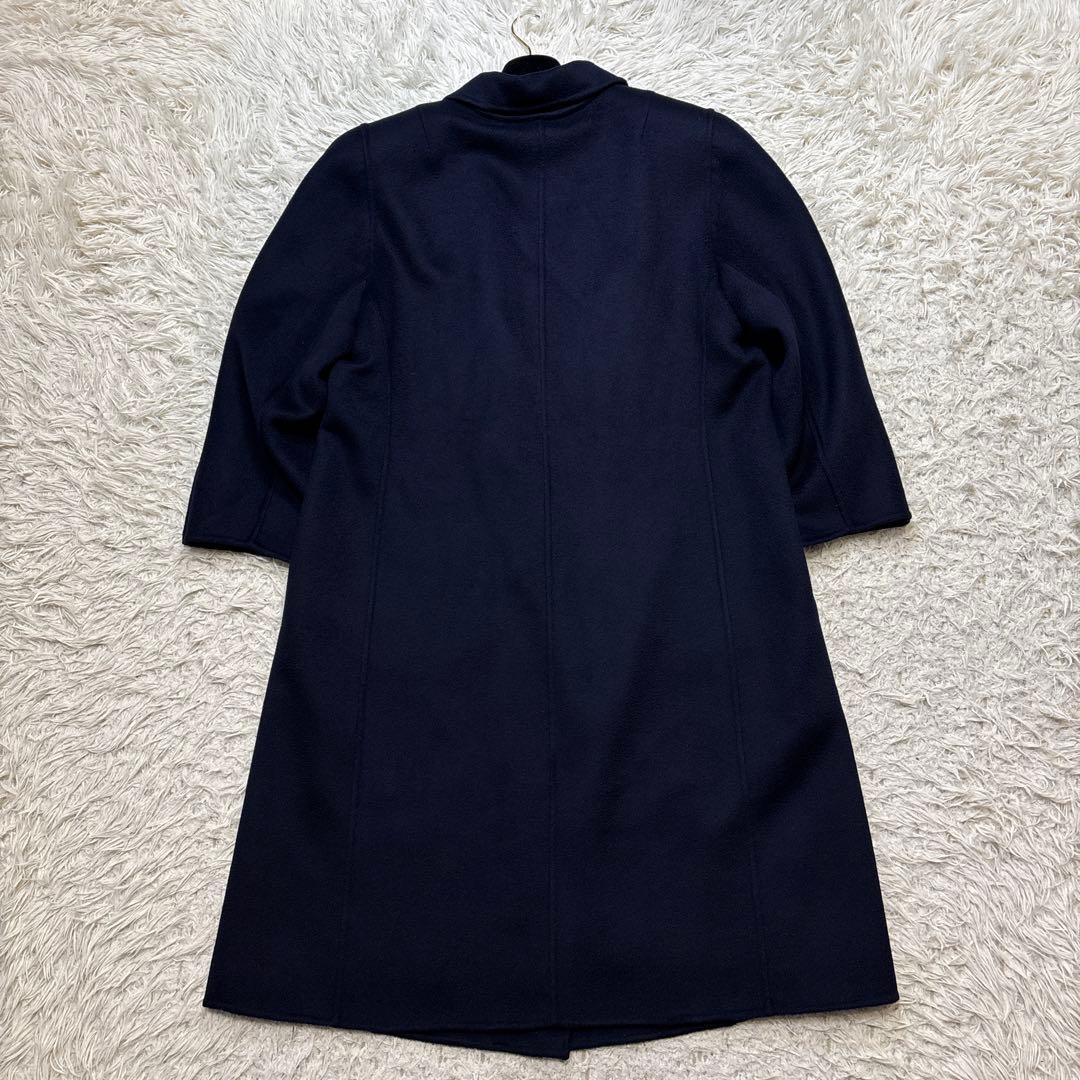 超美品☆未使用級【レリアン】カシミヤ100% 紺　ダブルチェスター　13 XL