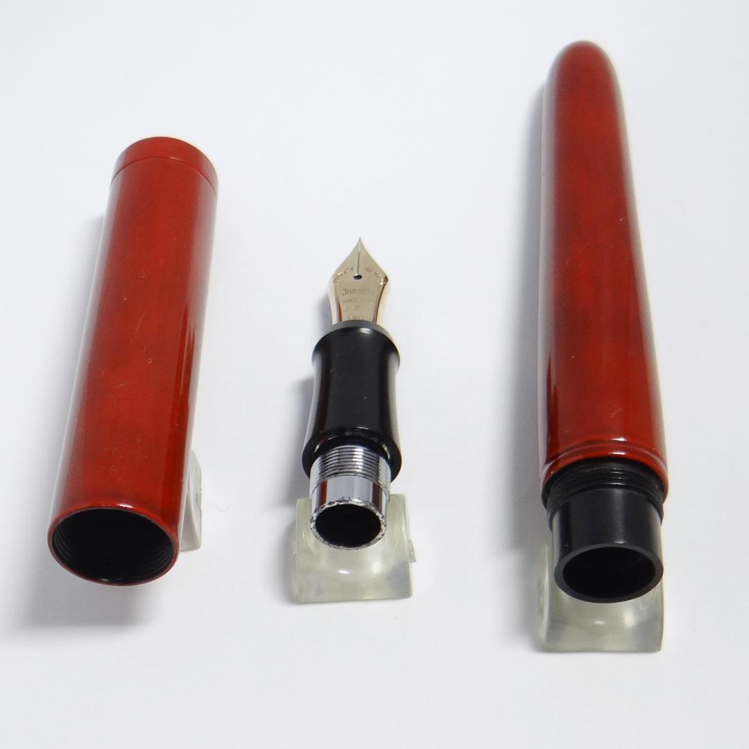 【筆記良好・希少旧モデル】大橋堂 万年筆 朱漆 OHASHIDO 14K 極細字