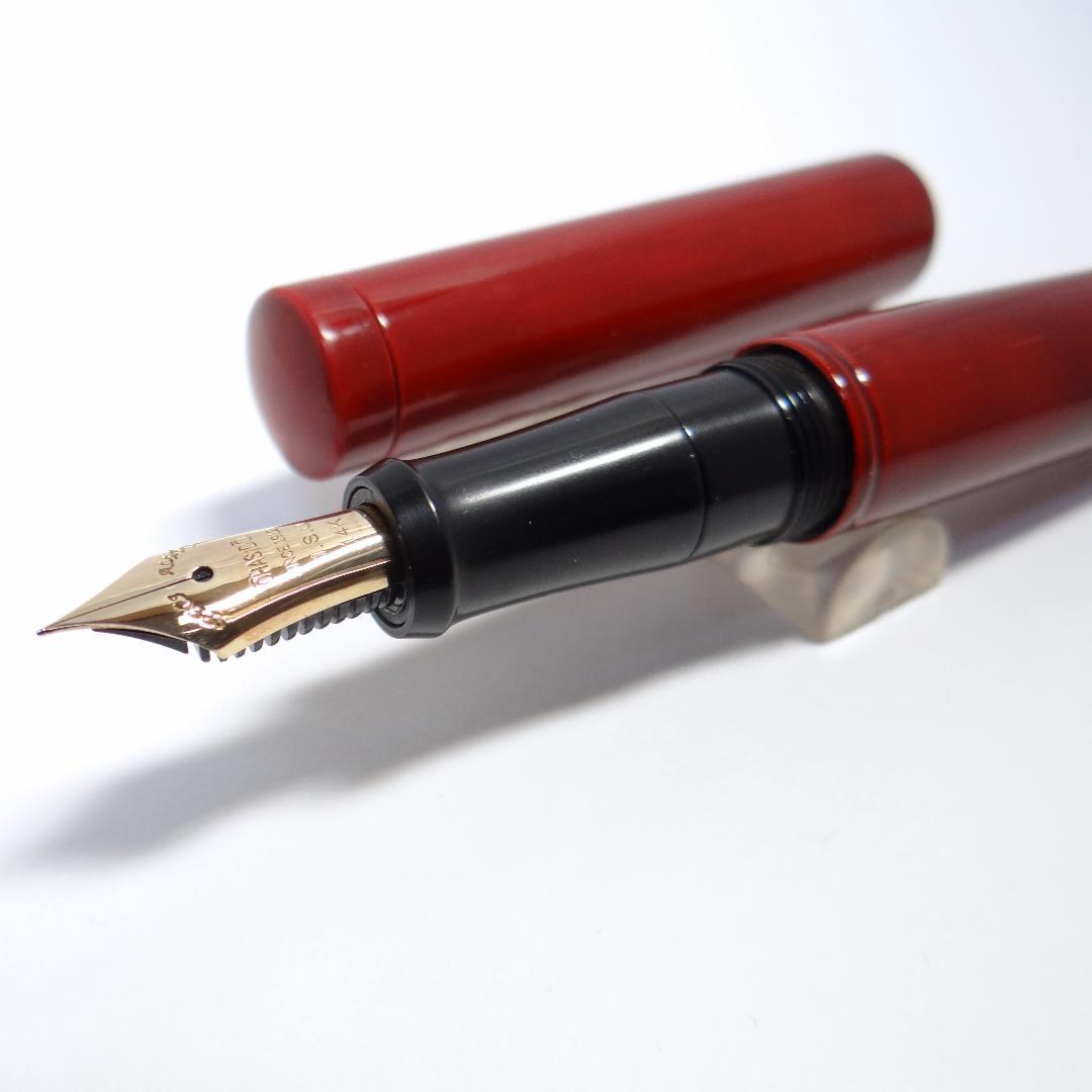 【筆記良好・希少旧モデル】大橋堂 万年筆 朱漆 OHASHIDO 14K 極細字