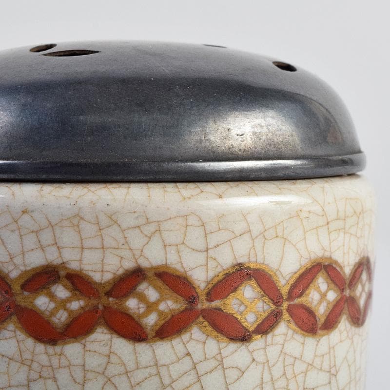 茶道具　野々村仁清作　色絵金彩　銀火屋約18g　香炉　時代箱　M　R9105