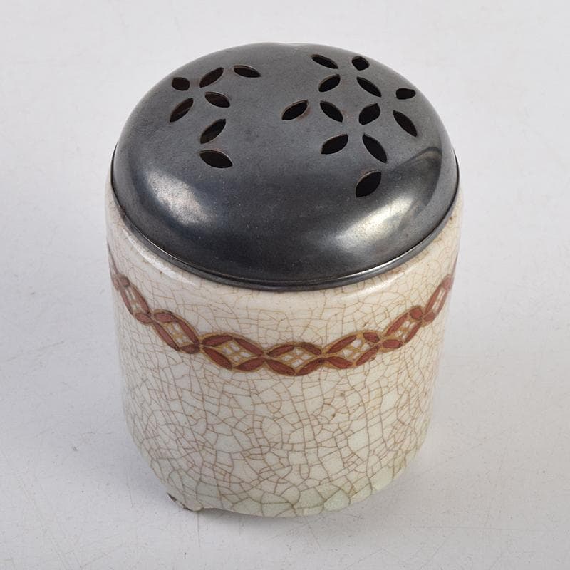 茶道具　野々村仁清作　色絵金彩　銀火屋約18g　香炉　時代箱　M　R9105