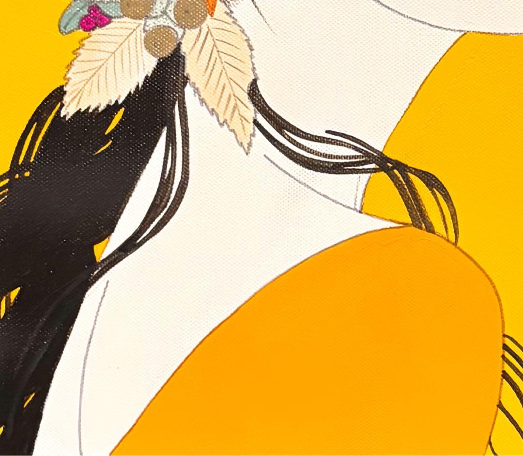 【F4号】手描き油彩画　鶴田一郎　額縁　未使用額　サイン　落款　ノエビア　美人画