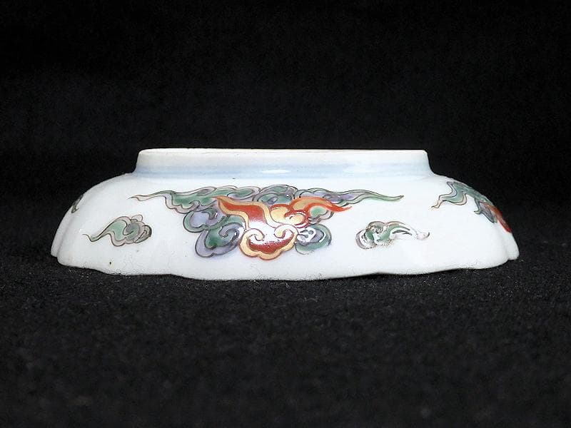 古伊万里　色絵　傘美人に筍掘りの図　４寸皿　５枚　A697AS-BZq