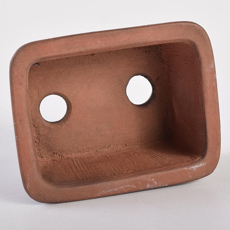 駿河山正作　紫砂　朱泥　猪刻　小さな植木鉢　盆栽鉢　V　R8834