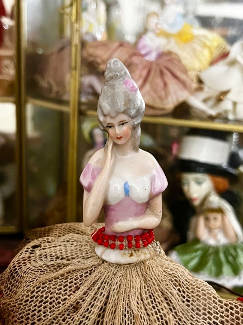 フランス　アンティーク ピンクッション ドール ハーフドール