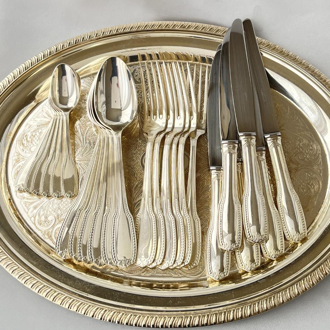 【仏蘭西】 パールとアカンサスのディナーセット 6名用24本【シルバープレート】