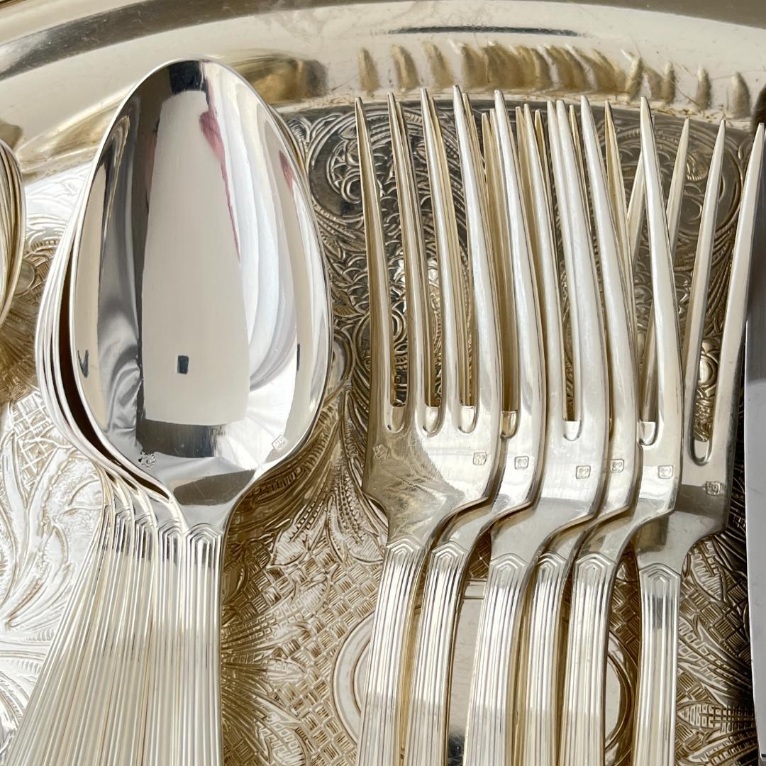 【仏蘭西】 パールとアカンサスのディナーセット 6名用24本【シルバープレート】