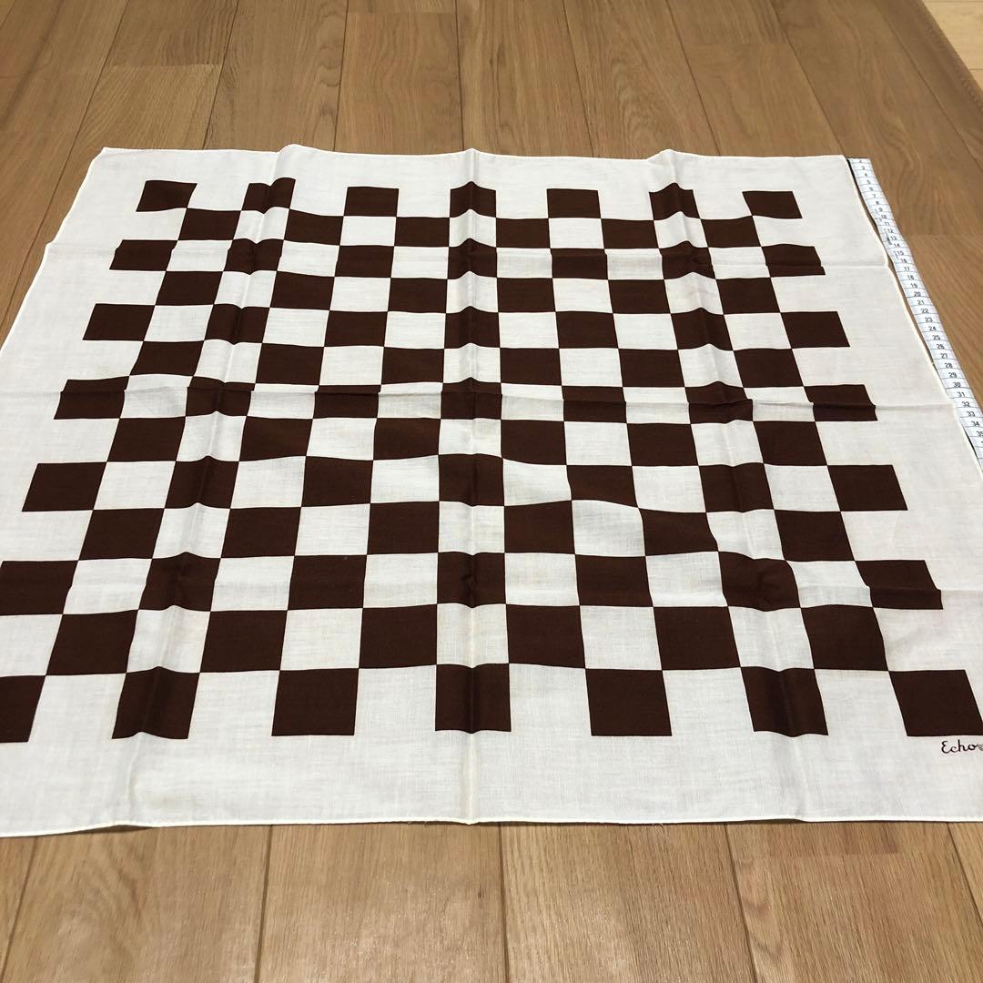 ビンテージ　ECHO バンダナ　スカーフ　チェッカーフラッグ柄　大判