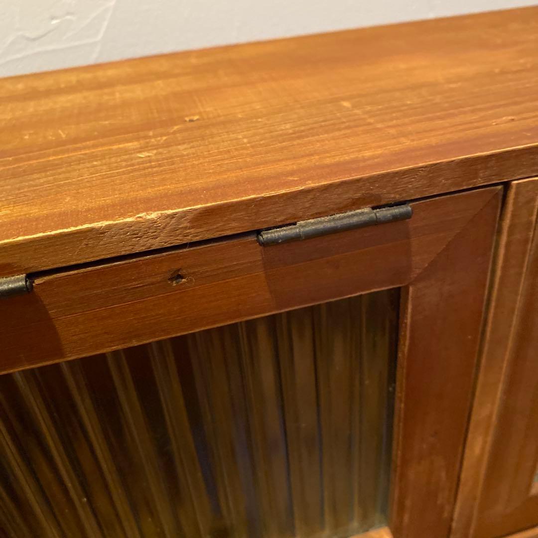 アンティーク木製ガラス扉収納キャビネット