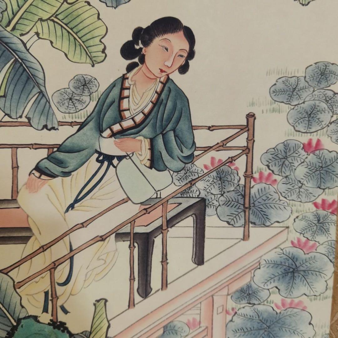 【特価】潘振镛 仕女游春図 中国絵画 四条屏 掛け軸 和室・床の間・玄関