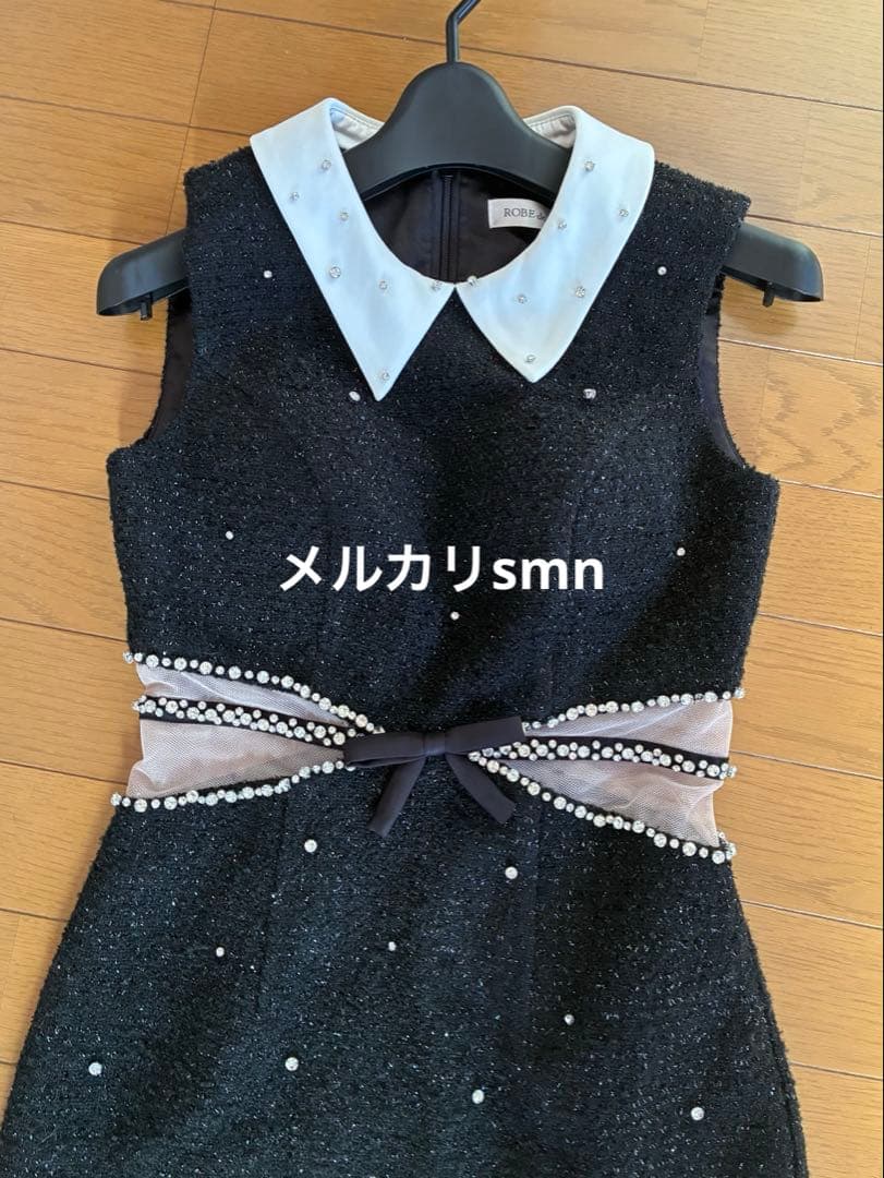 10th限定　ROBE de FLEURS ツイードドレス　S ブラック