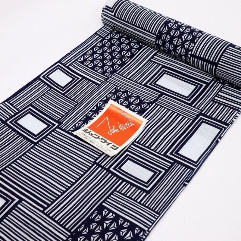 《りん★手縫い仕立て＋浴衣『ジョン・ワイツ』幾何学寄せ柄■反25-131》