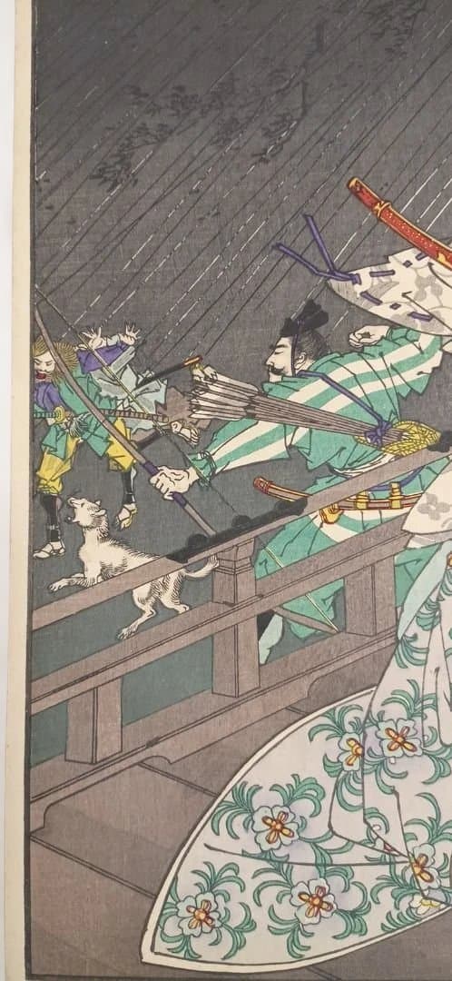 浮世絵版画、東繪畫夜競八幡太郎義家、橋本周延（楊洲周延)画、明治19年出版