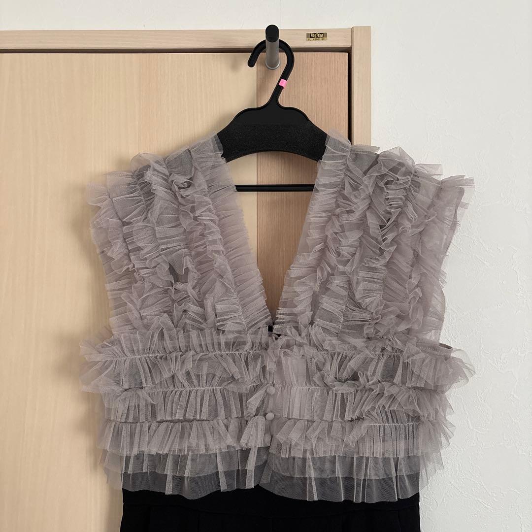 チュールベストオールインワンドレス パンツドレス 2点セット