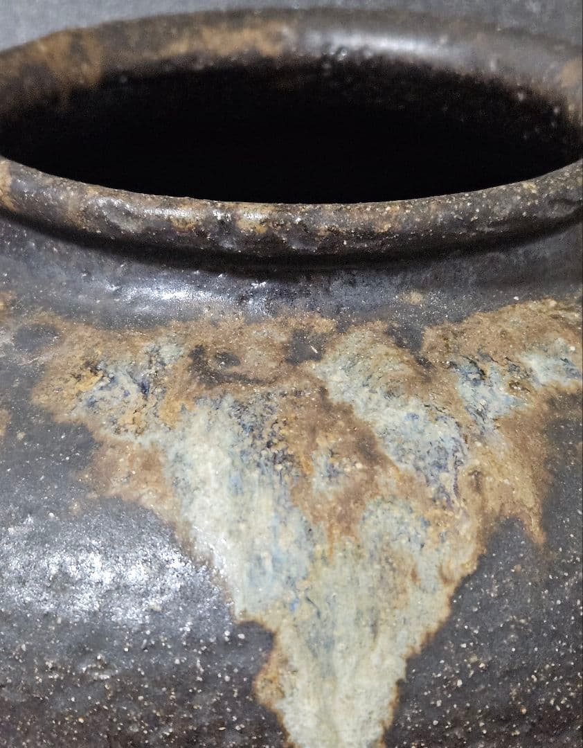 【時代古陶磁器❗】江戸時代後期～明治時代　 窯変　丸壺　花入れ　高17.6cm