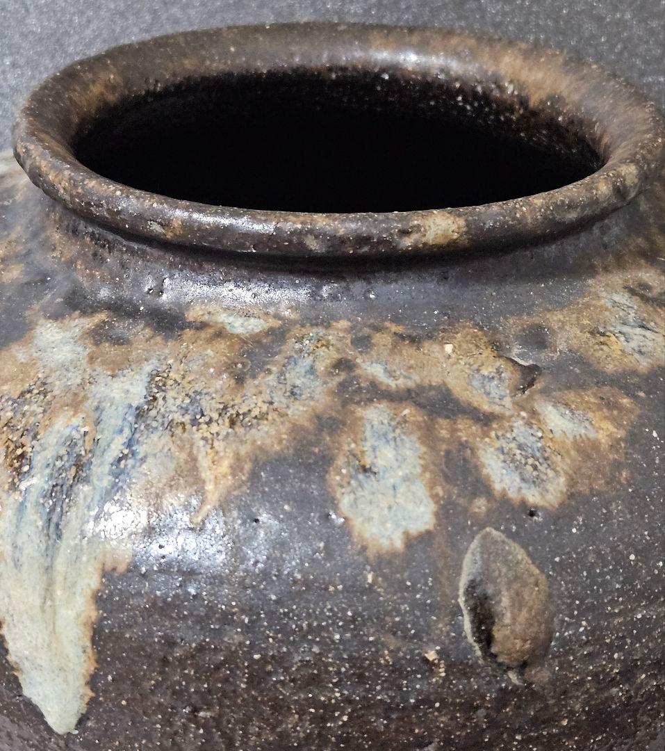 【時代古陶磁器❗】江戸時代後期～明治時代　 窯変　丸壺　花入れ　高17.6cm