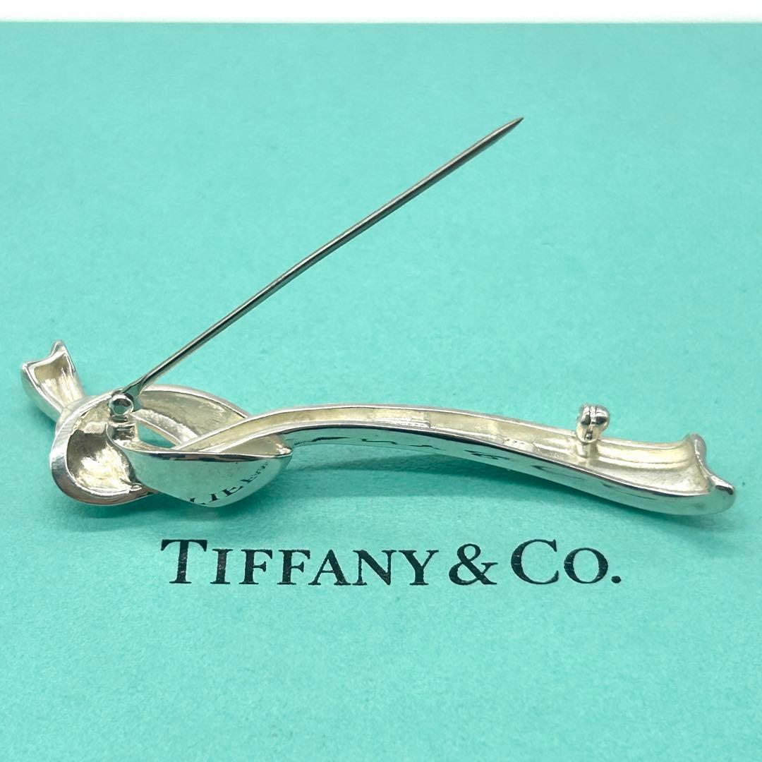 美品　ティファニー　リボン　モチーフ　ノット　ブローチ　シルバー　925