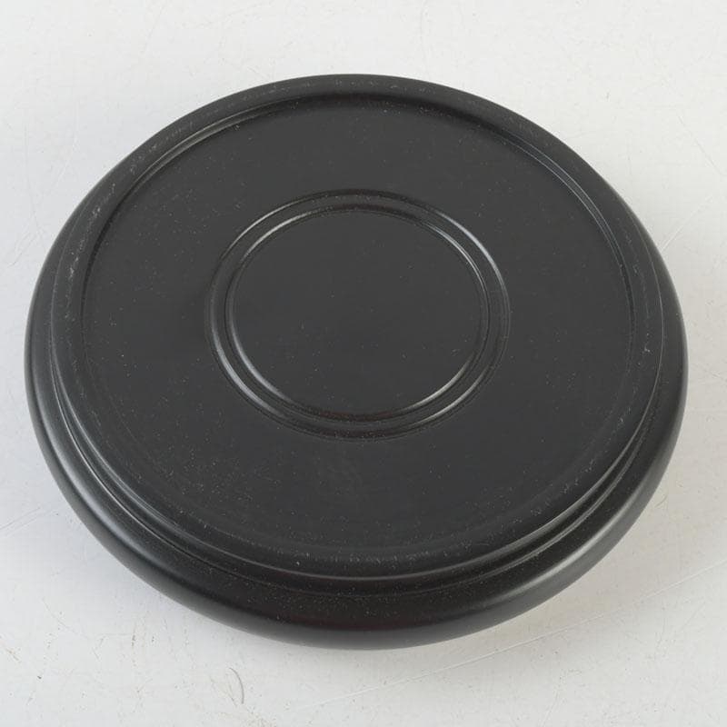 七宝焼　緑釉　牡丹文　花瓶　唐木台付　V　9324