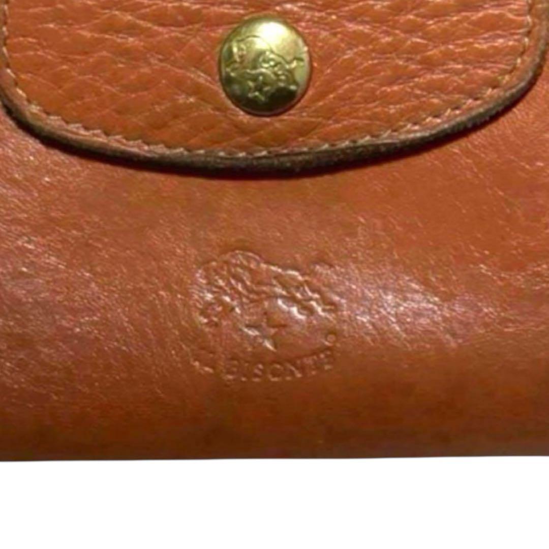 人気　イルビゾンテ　折り財布　がま口　レザー　ライトブラウン　フラップ　保護袋